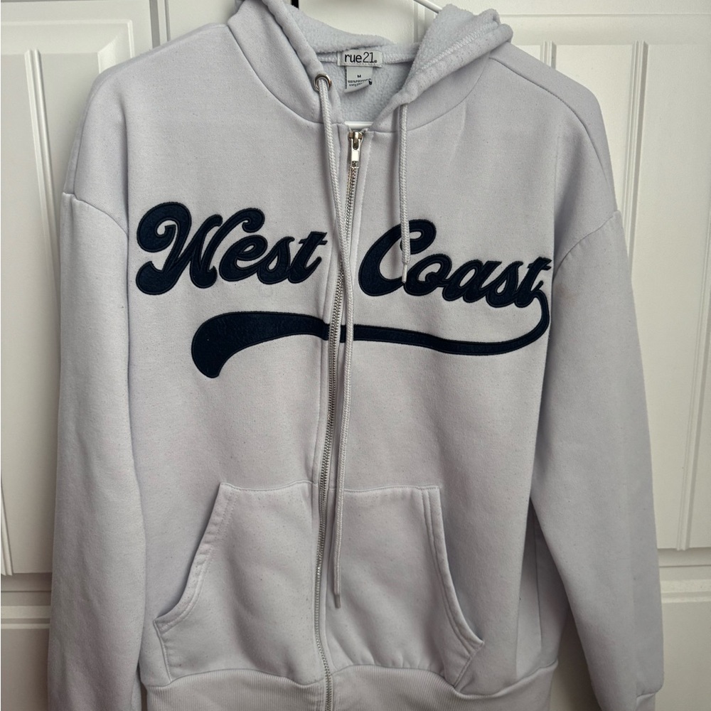 Rue21 White jacket with Black West Coast Print